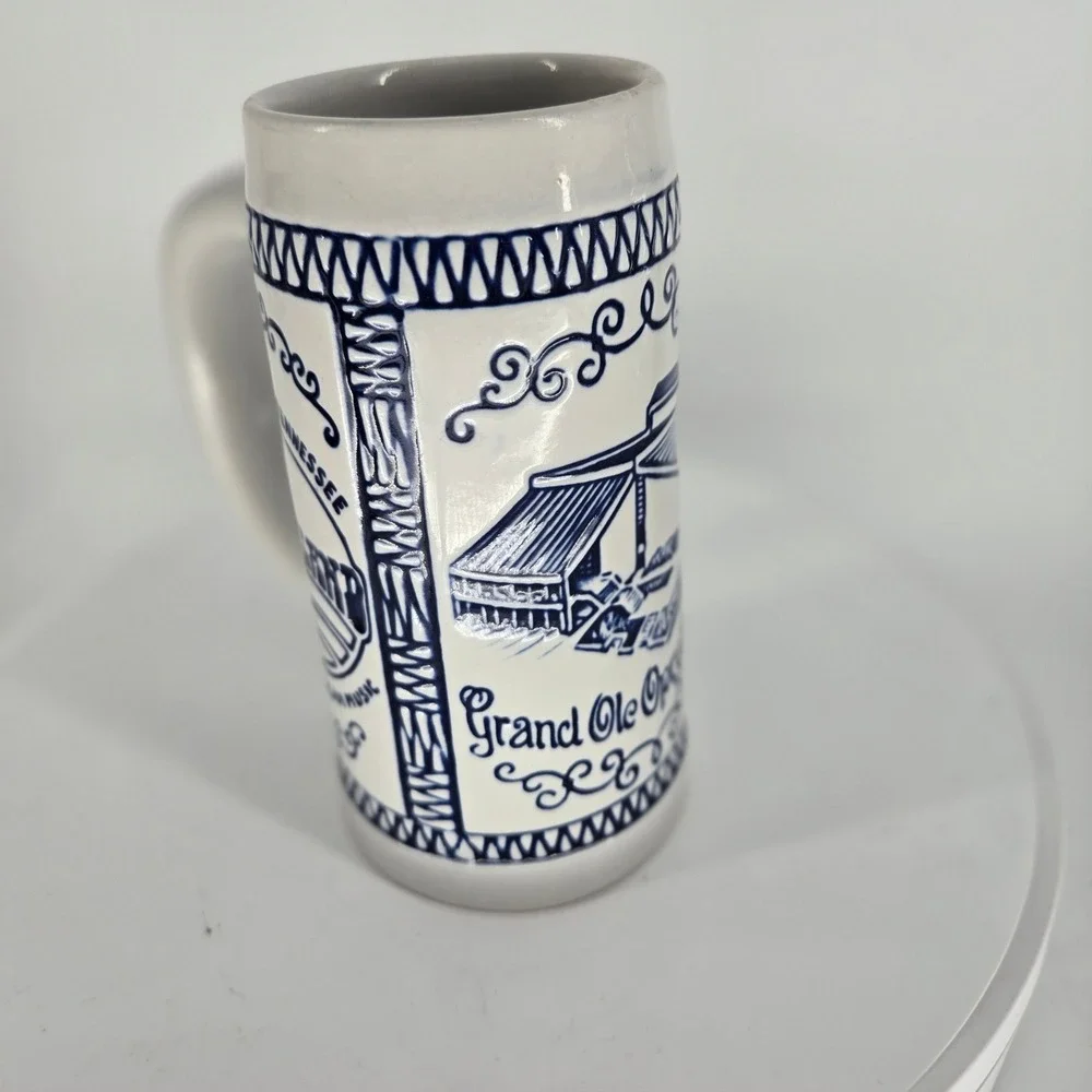 Vintage Opryland USA Grand Ole Opry House Beer Stein Ceramarte Brazil Blue White